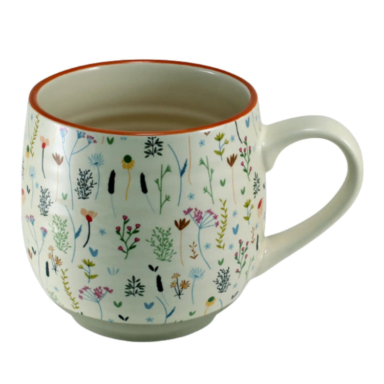 Floral Ceramic Christian Mug, Inspirational Faith Message, Boho Coffee Cup (18 Oz), Floral Wildflower