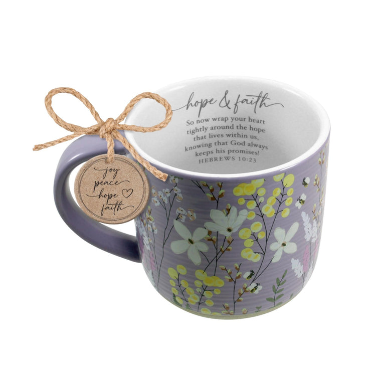 Floral Ceramic Christian Mug, Inspirational Faith Message, Boho Coffee Cup (18 Oz)
