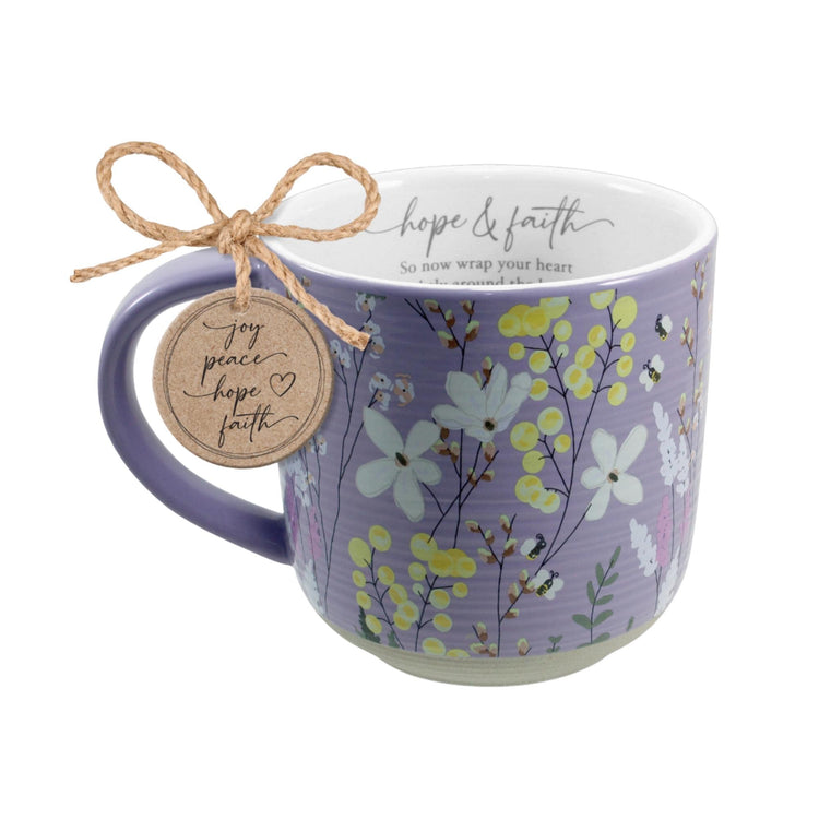 Floral Ceramic Christian Mug, Inspirational Faith Message, Boho Coffee Cup (18 Oz)