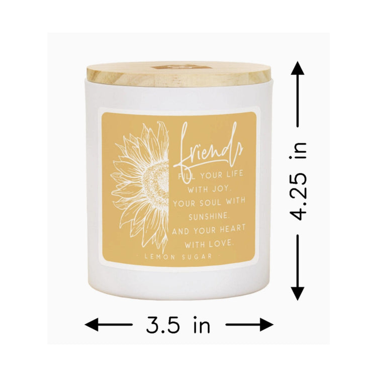 Soy Candle, Lemon Sugar Scent, Friends Fill Your Life Quote, Encouragement Gift