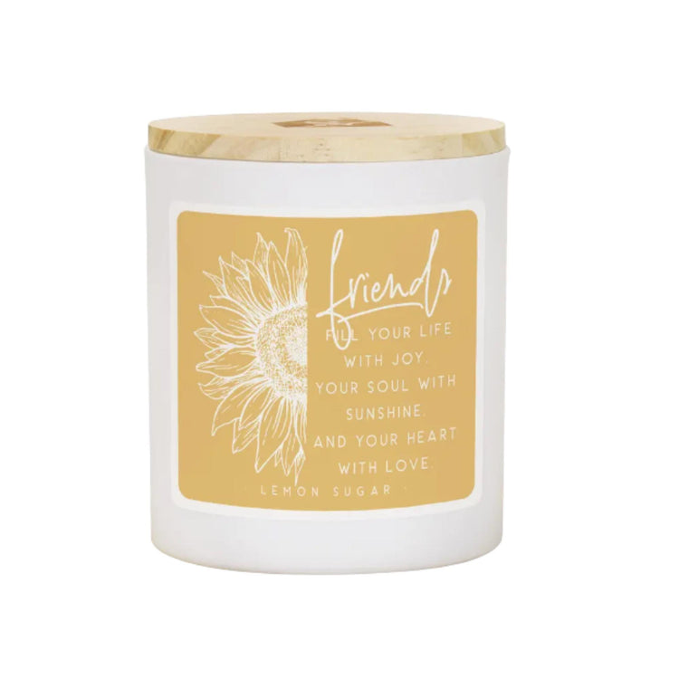 Soy Candle, Lemon Sugar Scent, Friends Fill Your Life Quote, Encouragement Gift