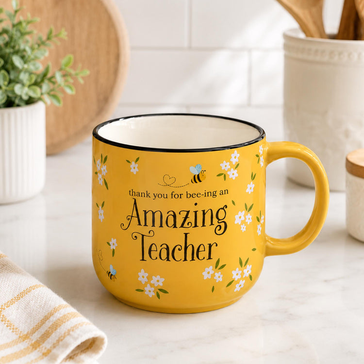 Ceramic Teacher Mug, Inspirational Quote, Thank You for Bee-ing Teacher Gift
