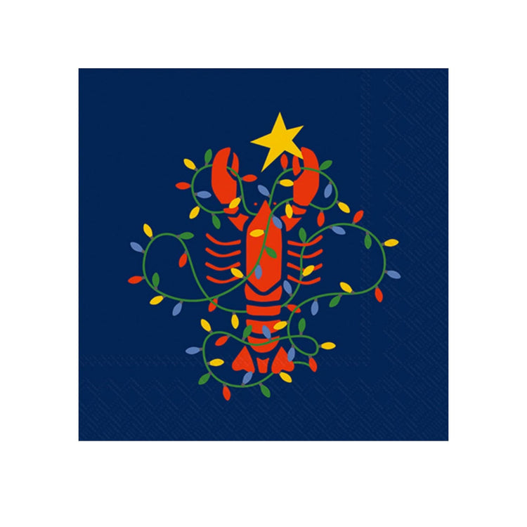 Coastal Christmas Lobster Mug & Napkins Set, Nautical Holiday Decor