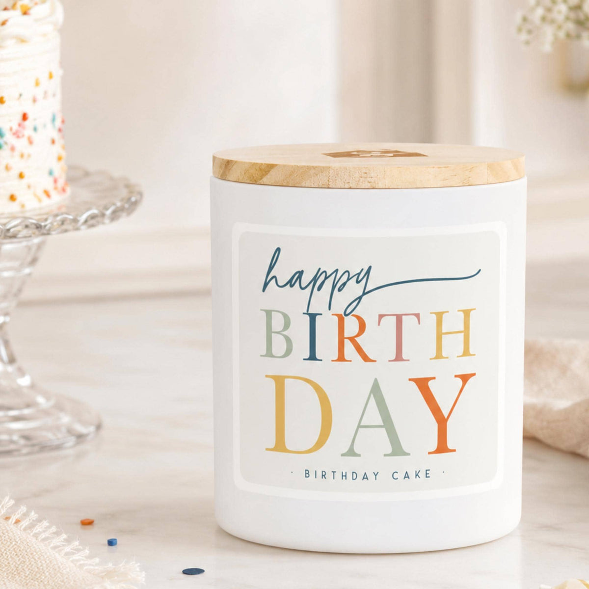 Birthday Cake Scented Soy Candle, Lemon Sugar, 11 oz, Two-Wick, Personalized Gift