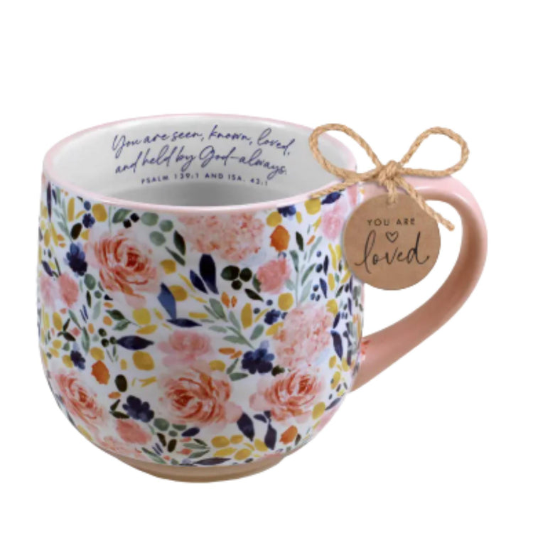 Floral Christian Mug, You Are Loved Gift, Psalm 139 Message (18oz)