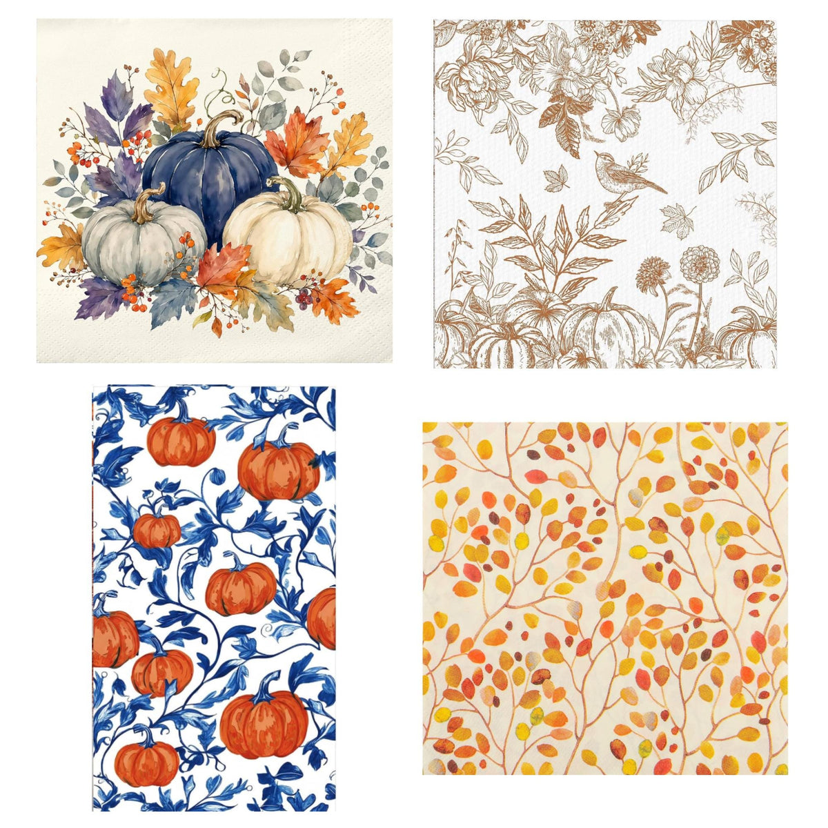 Fall Decorative Paper Napkins for Decoupage, Mixed Media Crafts (Set of 13)
