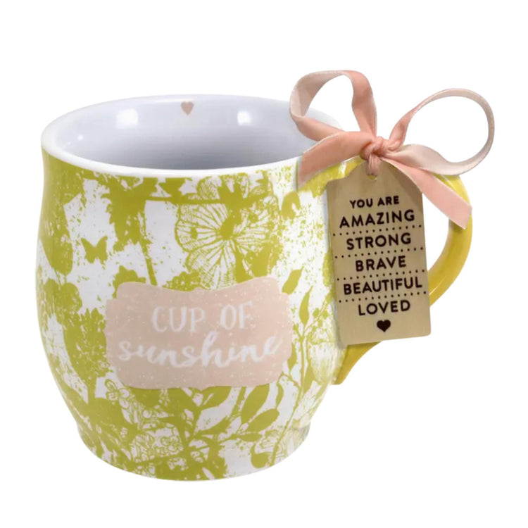 Floral Ceramic Mug, Inspirational Message, Boho Coffee Cup, Cup of Sunshine