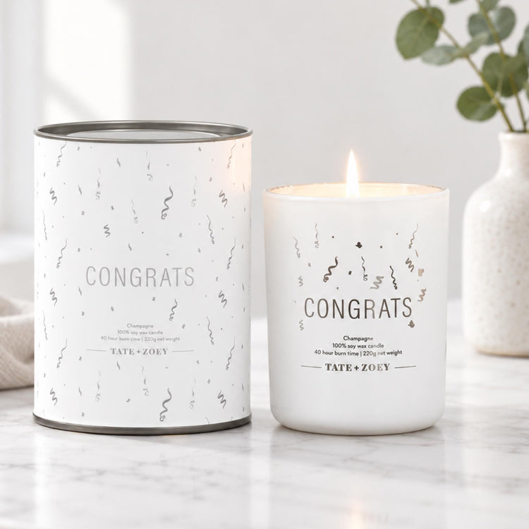Congrats Soy Candle | Champagne Scent, Confetti Accents (40-Hour Burn)