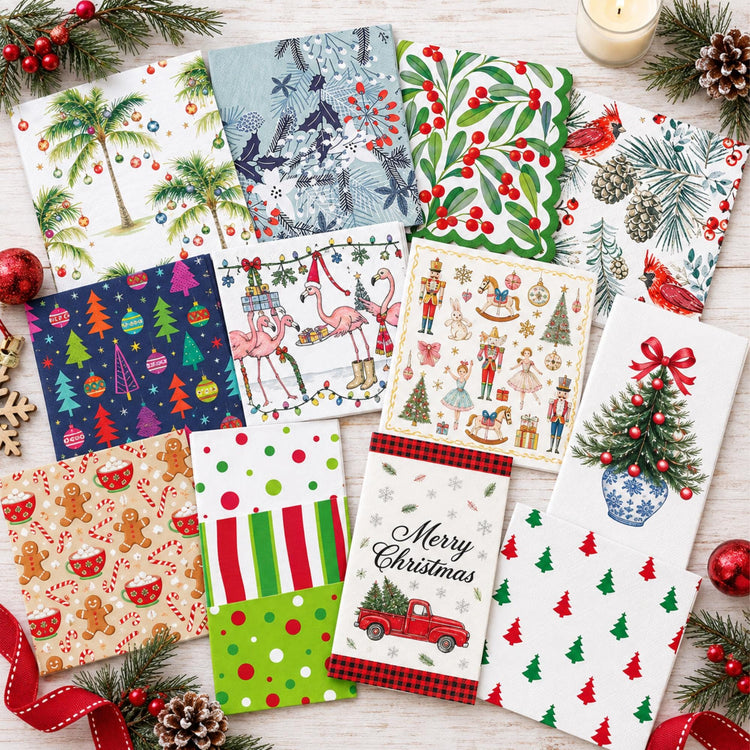 Christmas Decoupage Napkin Set, Holiday Craft Supplies (Set of 18)