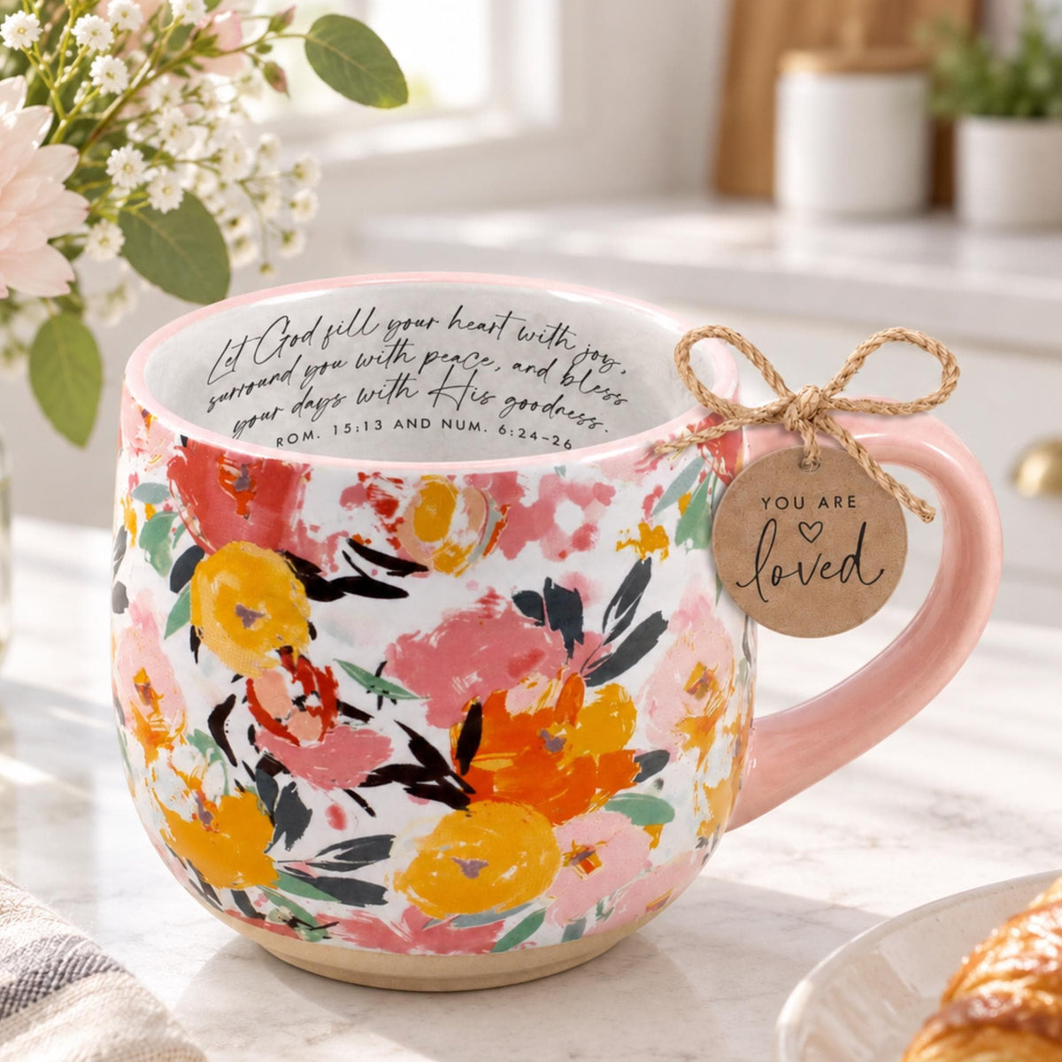 Christian Floral Mug You Are Loved Gift, Inspirational Scripture Coffee Cup, Encouragement Mug