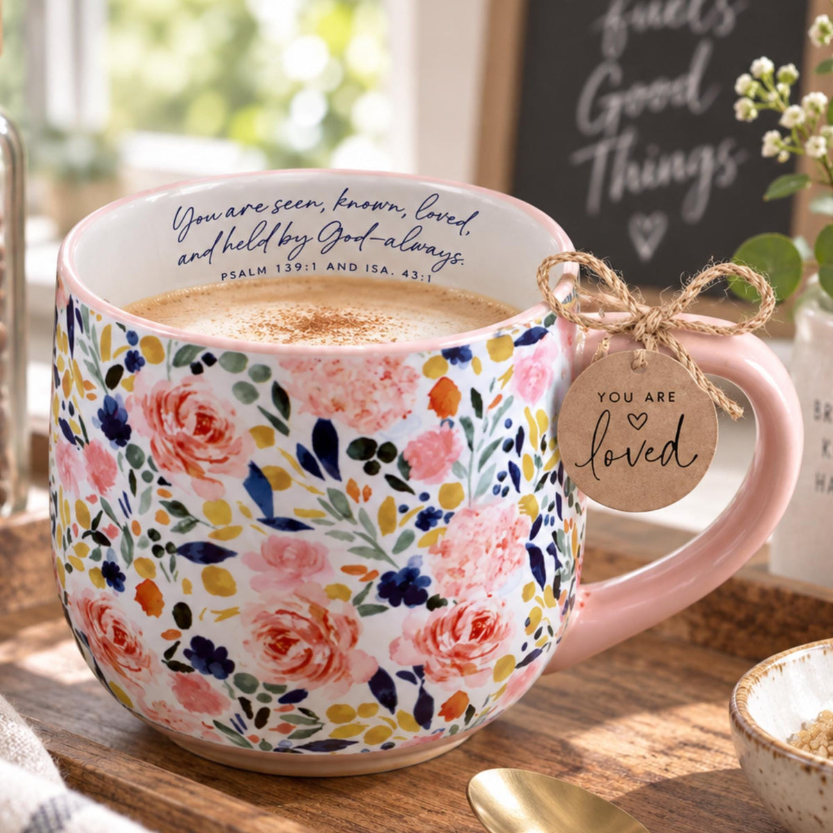 Floral Christian Mug, You Are Loved Gift, Psalm 139 Message (18oz)