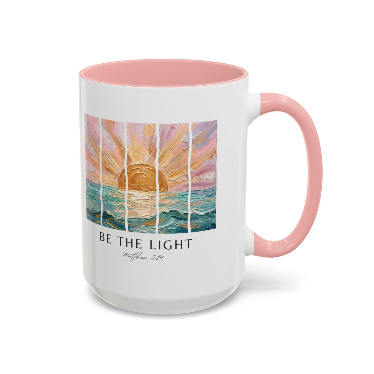 Be The Light Sunrise Ocean Painting Mug, Inspirational Coffee Cup
