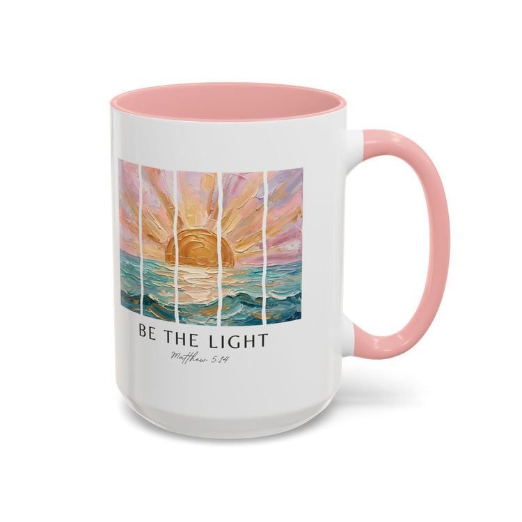 Be The Light Sunrise Ocean Painting Mug, Inspirational Coffee Cup