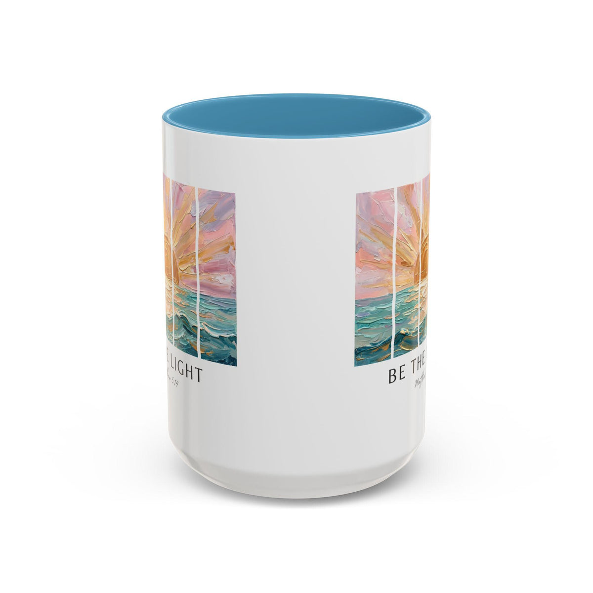 Be The Light Sunrise Ocean Painting Mug, Inspirational Coffee Cup