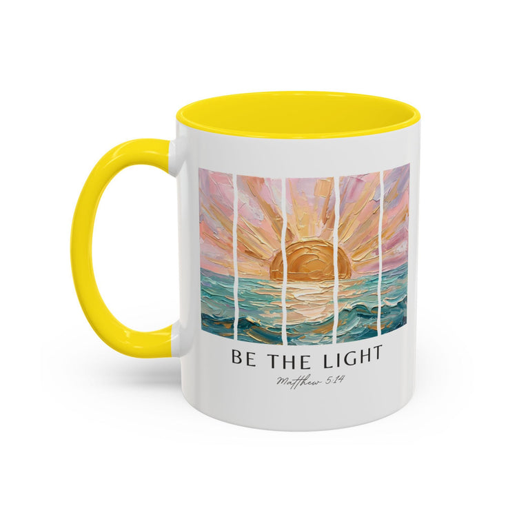 Be The Light Sunrise Ocean Painting Mug, Inspirational Coffee Cup