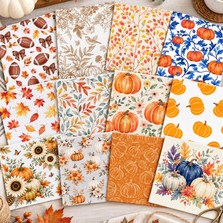Fall Decorative Paper Napkins for Decoupage, Mixed Media Crafts (Set of 13)