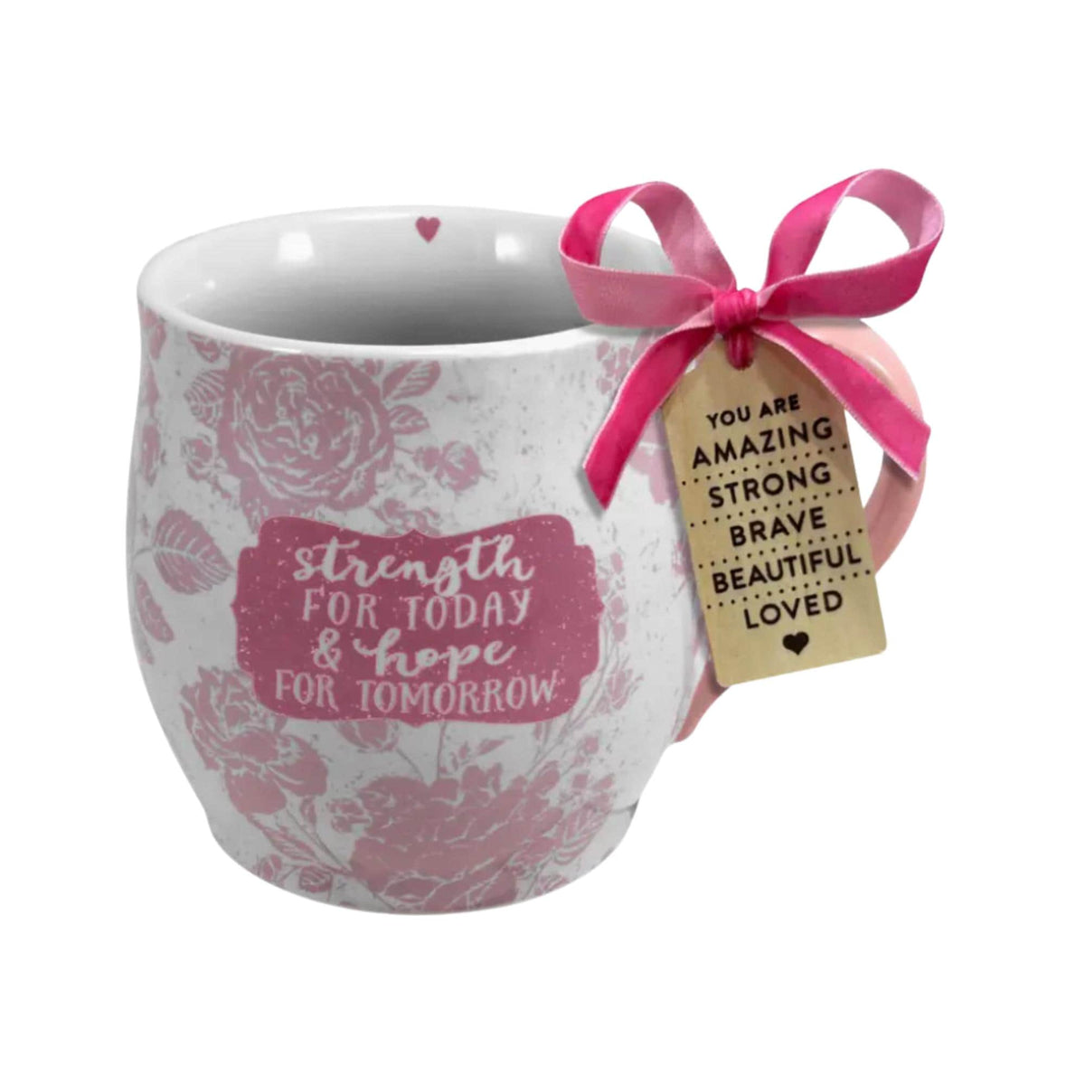 Floral Mug, Strength for Today Hope for Tomorrow, Inspirational Christian Coffee Cup