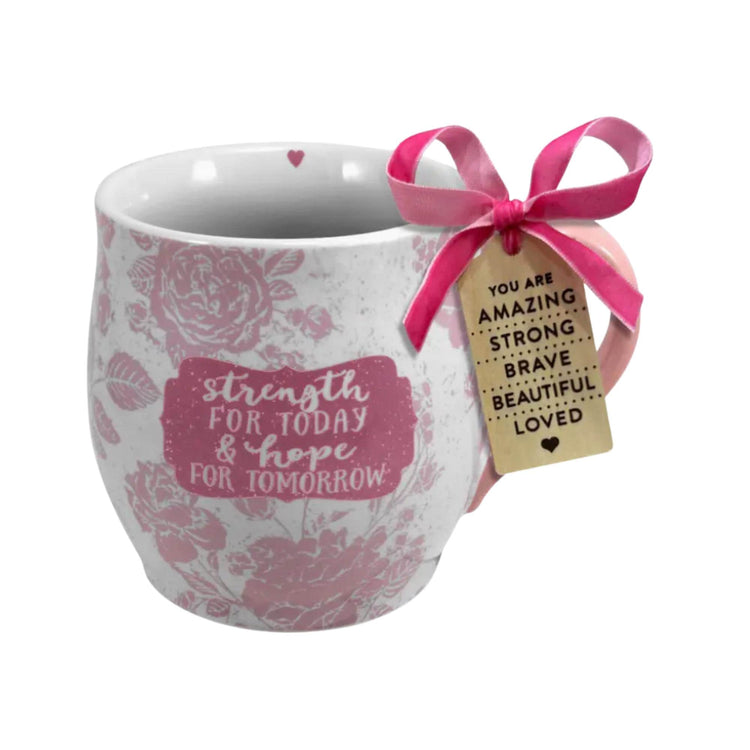 Floral Mug, Strength for Today Hope for Tomorrow, Inspirational Christian Coffee Cup