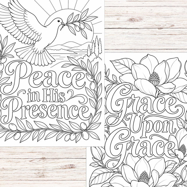 Christian Coloring Pages for Adults, Faith Inspired Floral and Cross Designs, Printable PDF Coloring Book