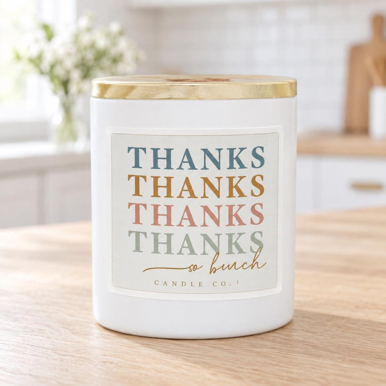 Colorful Thanks Jar Candle, Wooden Lid, Appreciation Gift for Teacher, Coworker, Friend