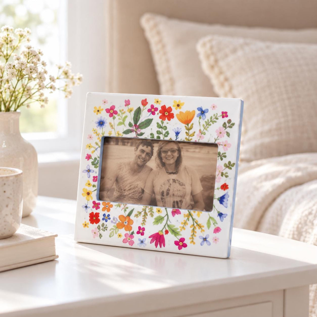Colorful Wildflower Picture Frame, Cottagecore Floral Decor, Gift for Mom