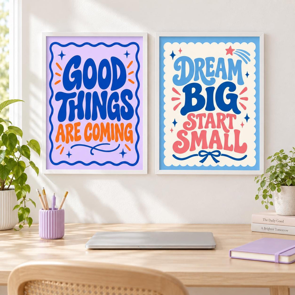 Preppy Affirmation Poster Set of 12, Colorful Motivational Wall Art, 8.5x11 Printable Digital Download