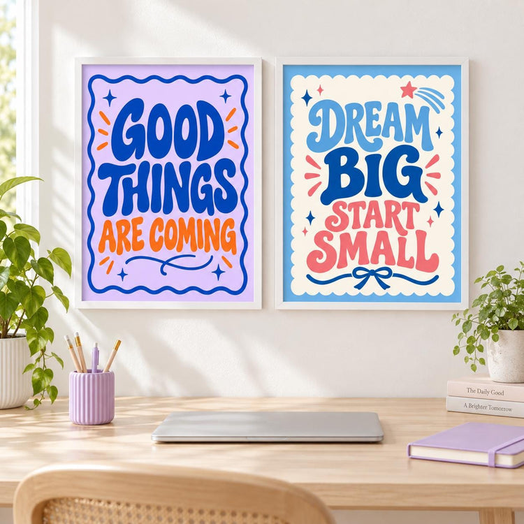 Preppy Affirmation Poster Set of 12, Colorful Motivational Wall Art, 8.5x11 Printable Digital Download
