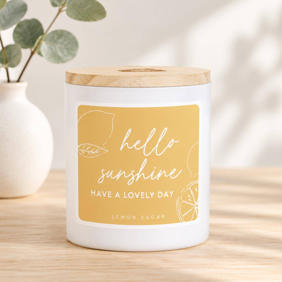 Hello Sunshine Lemon Sugar Candle | Citrus Scent, Uplifting Gift (Soy Wax)