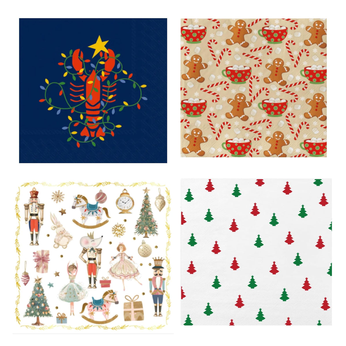 Christmas Decoupage Napkin Set, Holiday Craft Supplies (Set of 18)