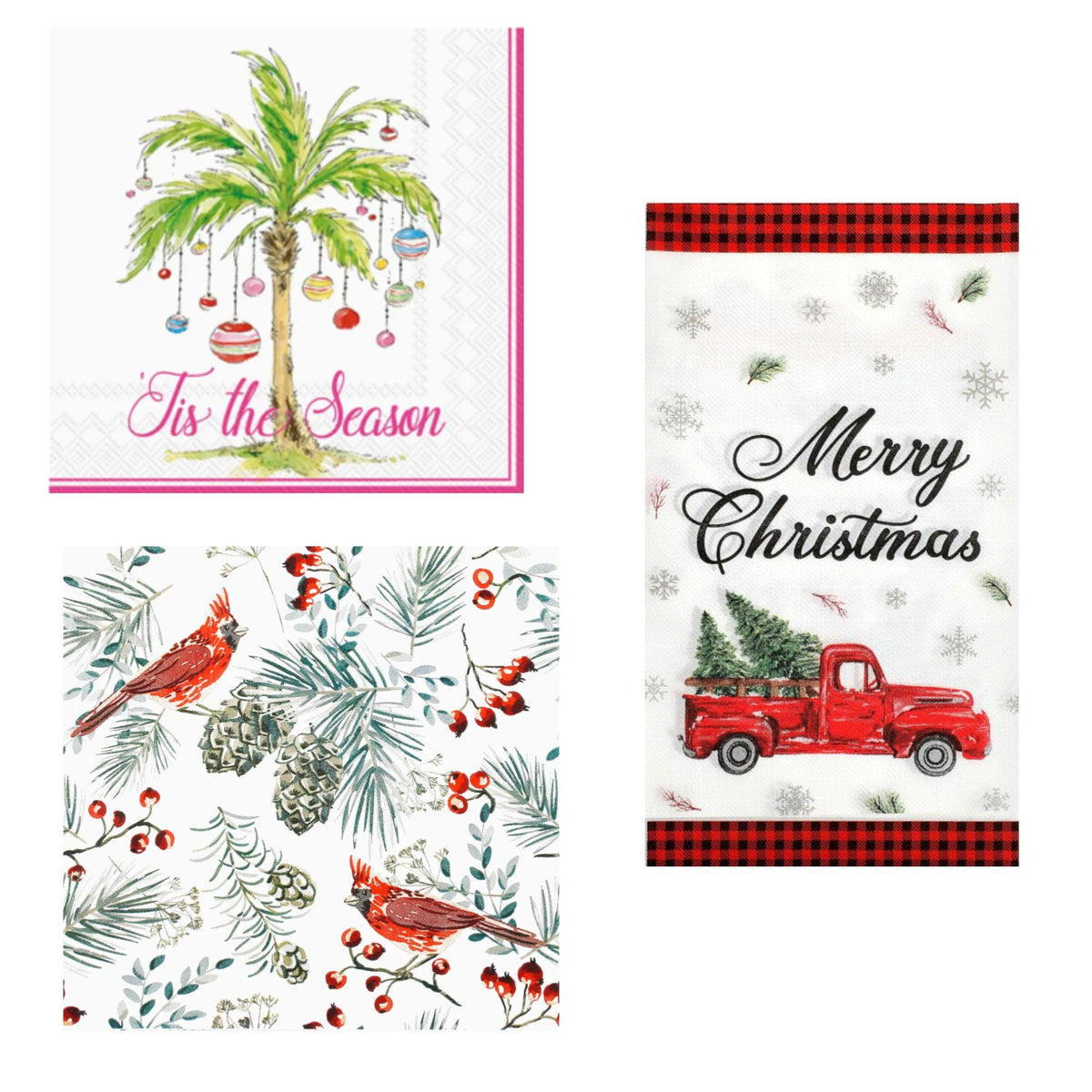 Christmas Decoupage Napkin Set, Holiday Craft Supplies (Set of 18)
