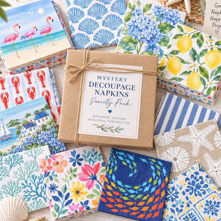 Mystery Decoupage Napkin Variety Pack, Assorted Designs for Crafts (Set of 20)