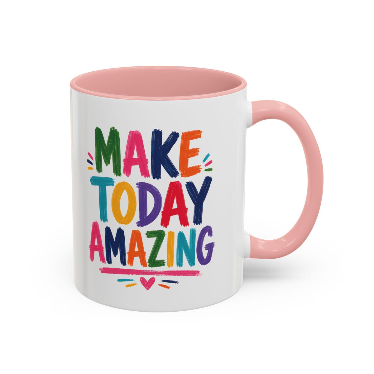 Colorful Ceramic Mug | Make Today Great Quote, Glossy White Interior