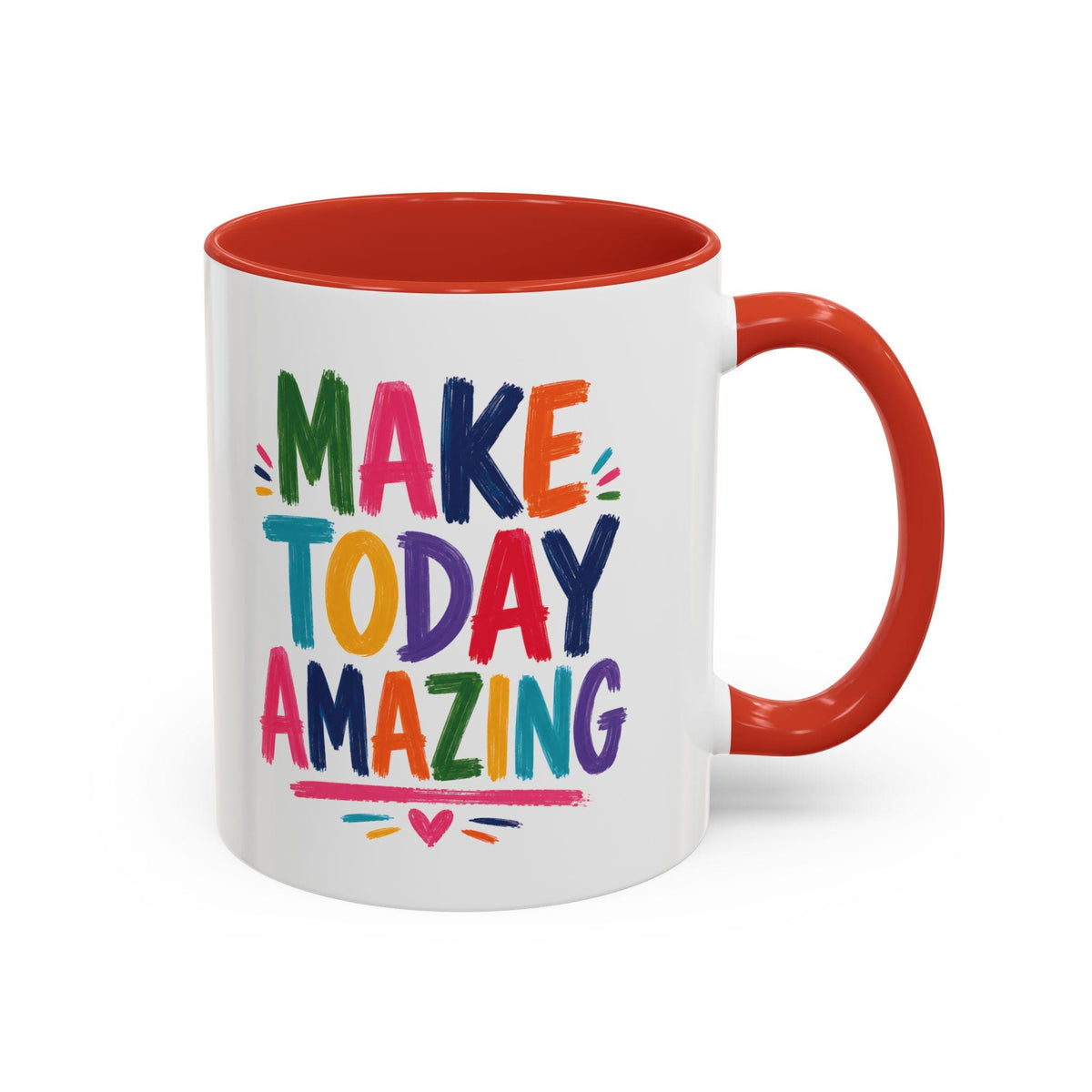 Colorful Ceramic Mug | Make Today Great Quote, Glossy White Interior