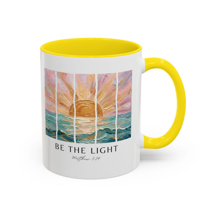 Be The Light Sunrise Ocean Painting Mug, Inspirational Coffee Cup