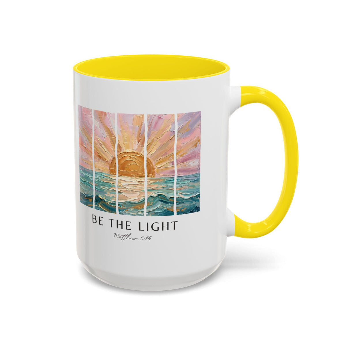 Be The Light Sunrise Ocean Painting Mug, Inspirational Coffee Cup