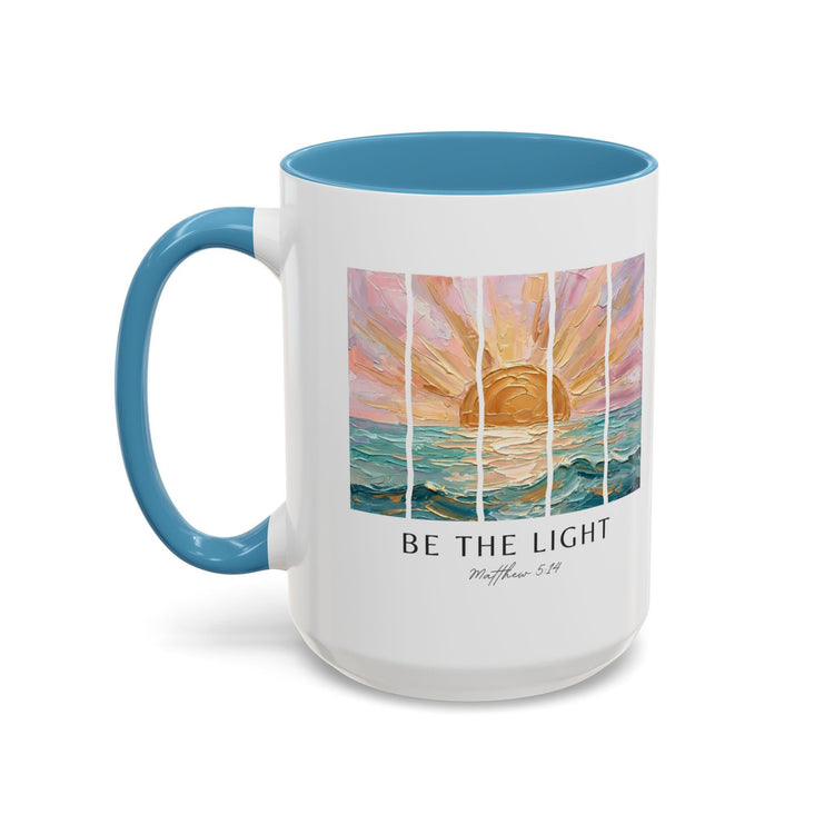 Be The Light Sunrise Ocean Painting Mug, Inspirational Coffee Cup