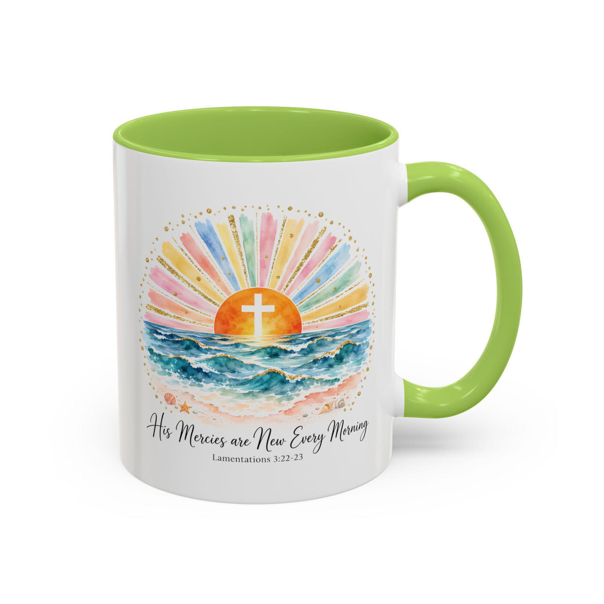 Sunrise Cross Over Ocean mug | Religious Scripture Coffee Mug