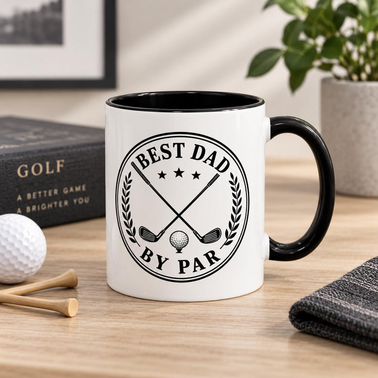 Dad By Par Golf Emblem Accent Mug (11oz/15oz)