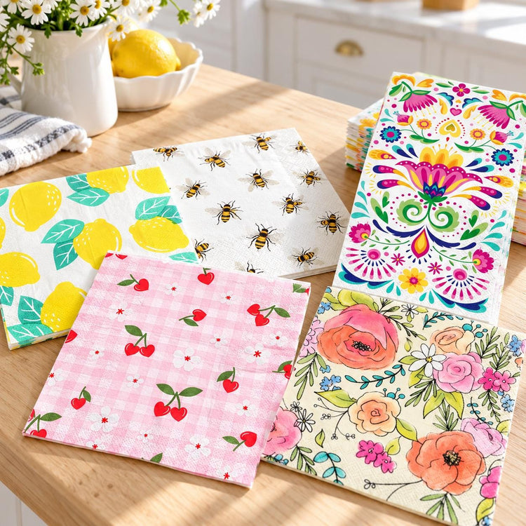 40-Piece Decoupage Napkin Variety Pack, Floral, Christmas, Halloween, Animal, Fruit Themes