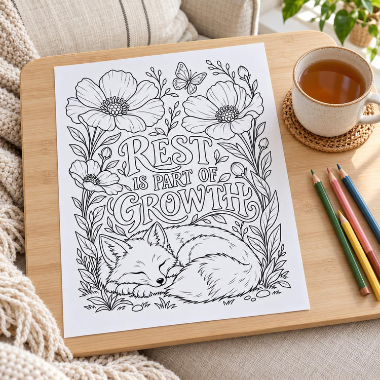 Motivational Coloring Pages for Adults, 24 Floral Doodle Designs, Printable PDF, Instant Download