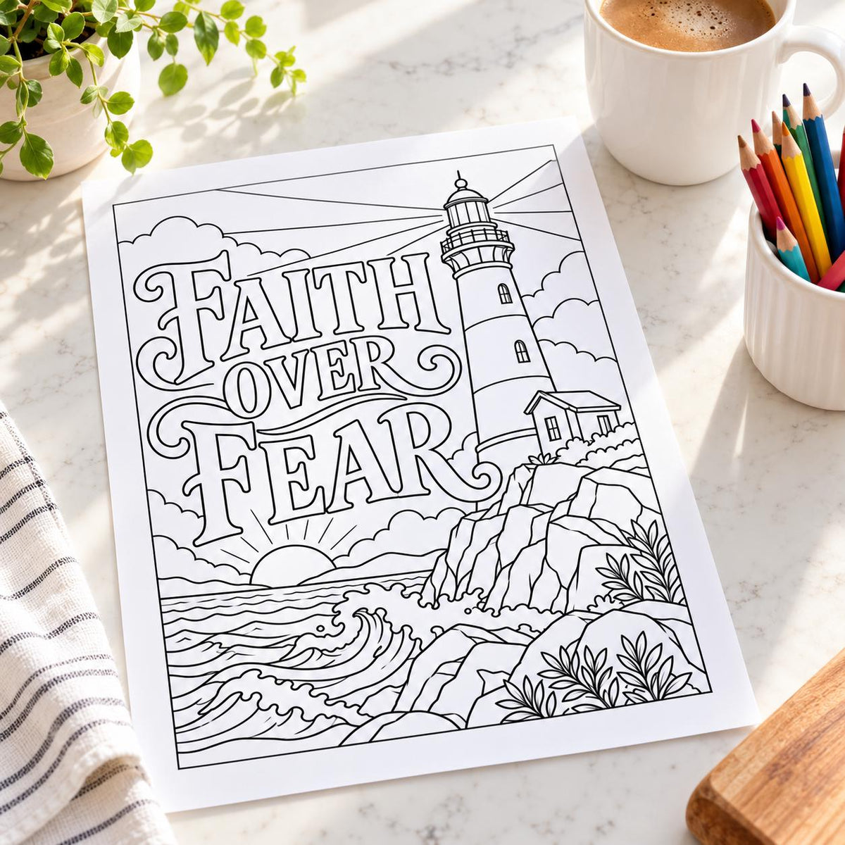 24 Christian Coloring Pages for Adults, Faith & Encouragement Printable PDF, 8.5 x 11 Digital Download
