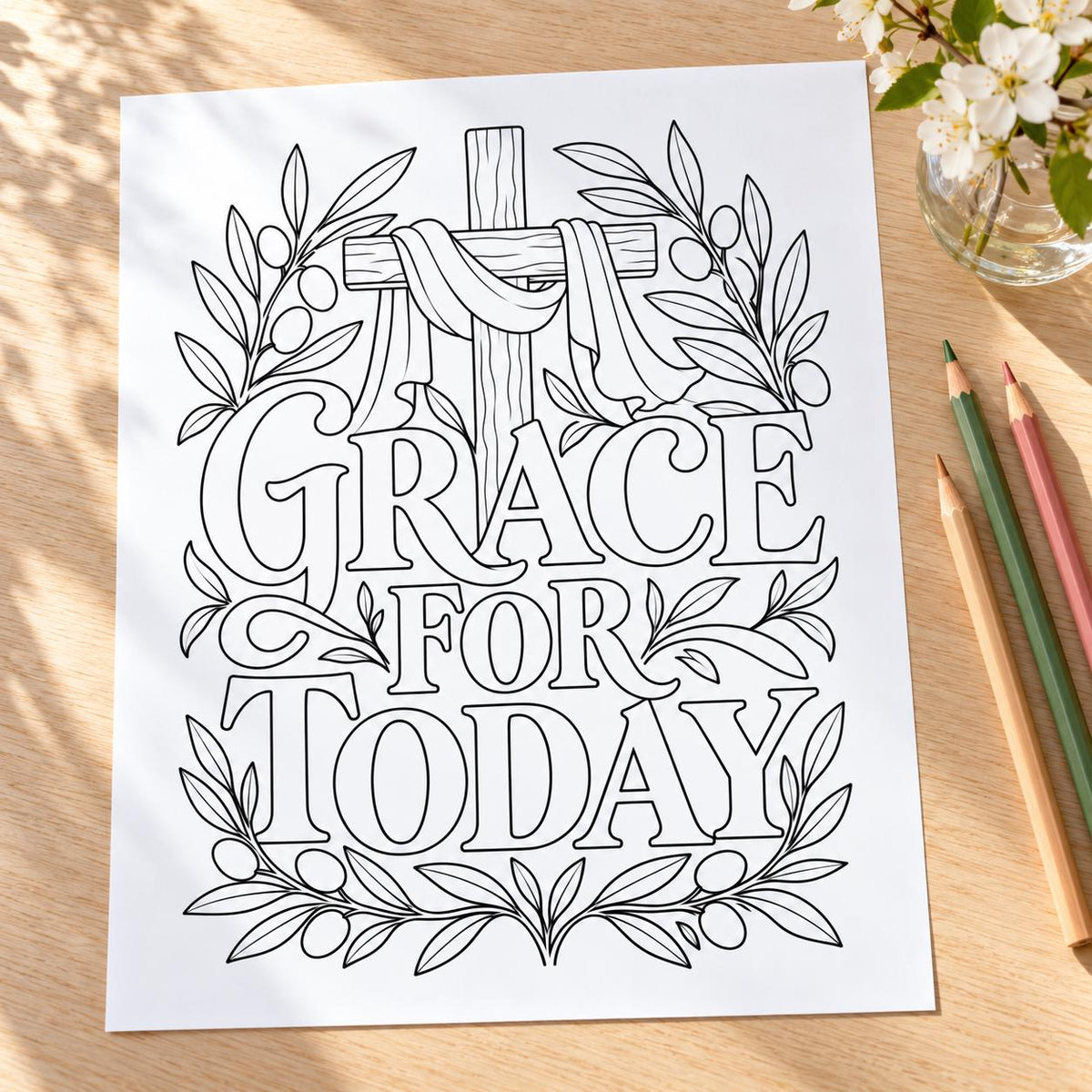 24 Christian Coloring Pages for Adults, Faith & Encouragement Printable PDF, 8.5 x 11 Digital Download