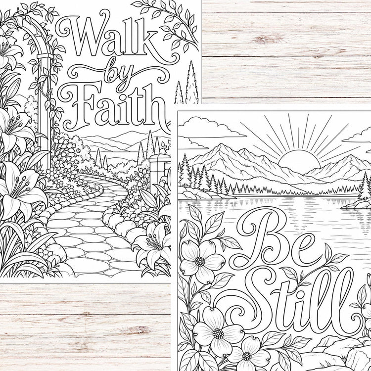 Christian Coloring Pages for Adults, Faith Inspired Floral and Cross Designs, Printable PDF Coloring Book