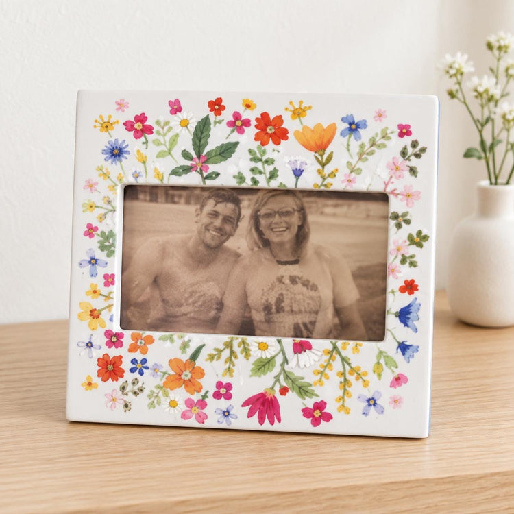 Colorful Wildflower Picture Frame, Cottagecore Floral Decor, Gift for Mom