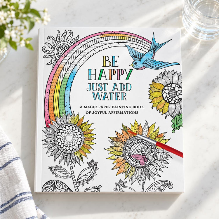 Just Add Water Painting Book, 30 Designs, Affirmations, Gift (Physical Book)