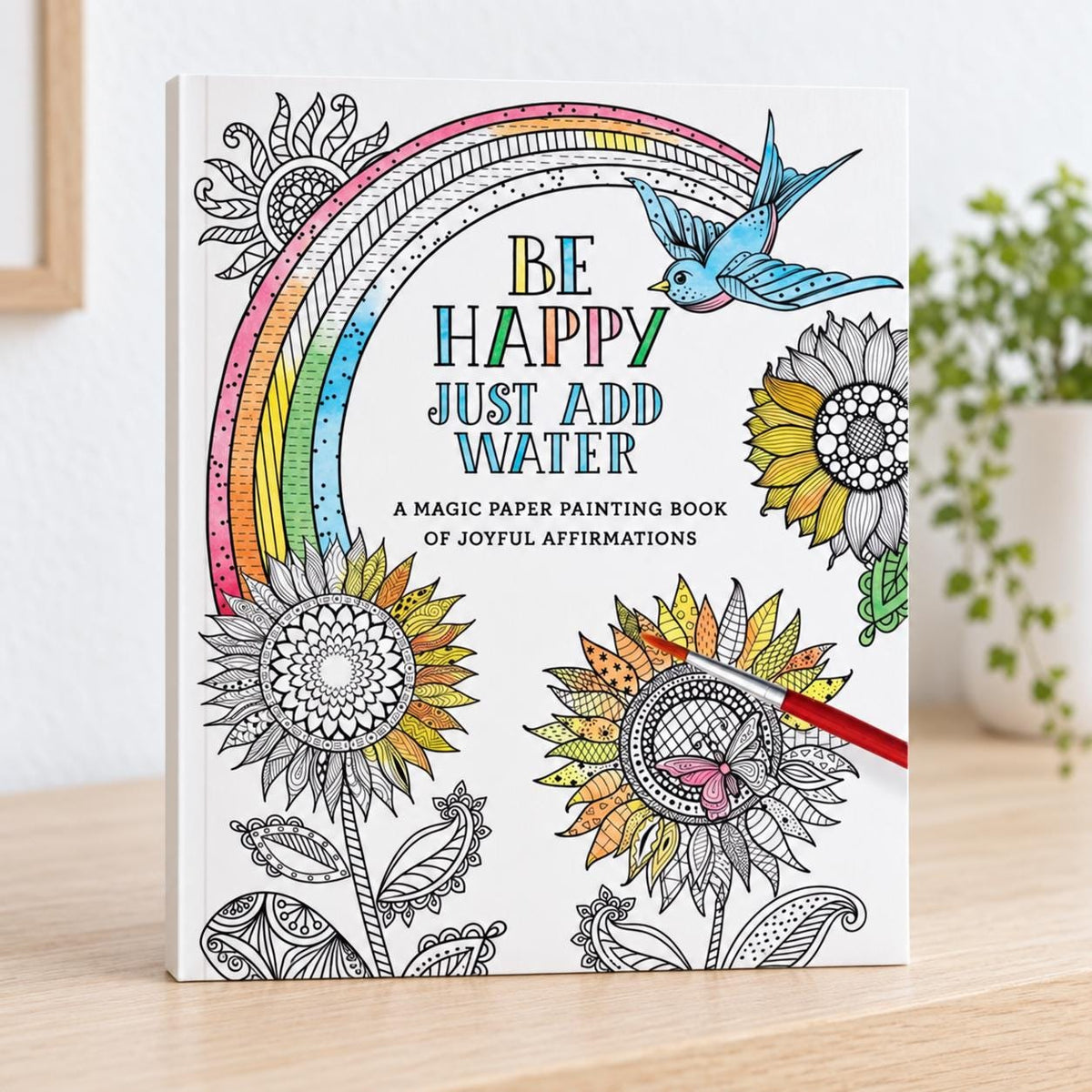Just Add Water Painting Book, 30 Designs, Affirmations, Gift (Physical Book)