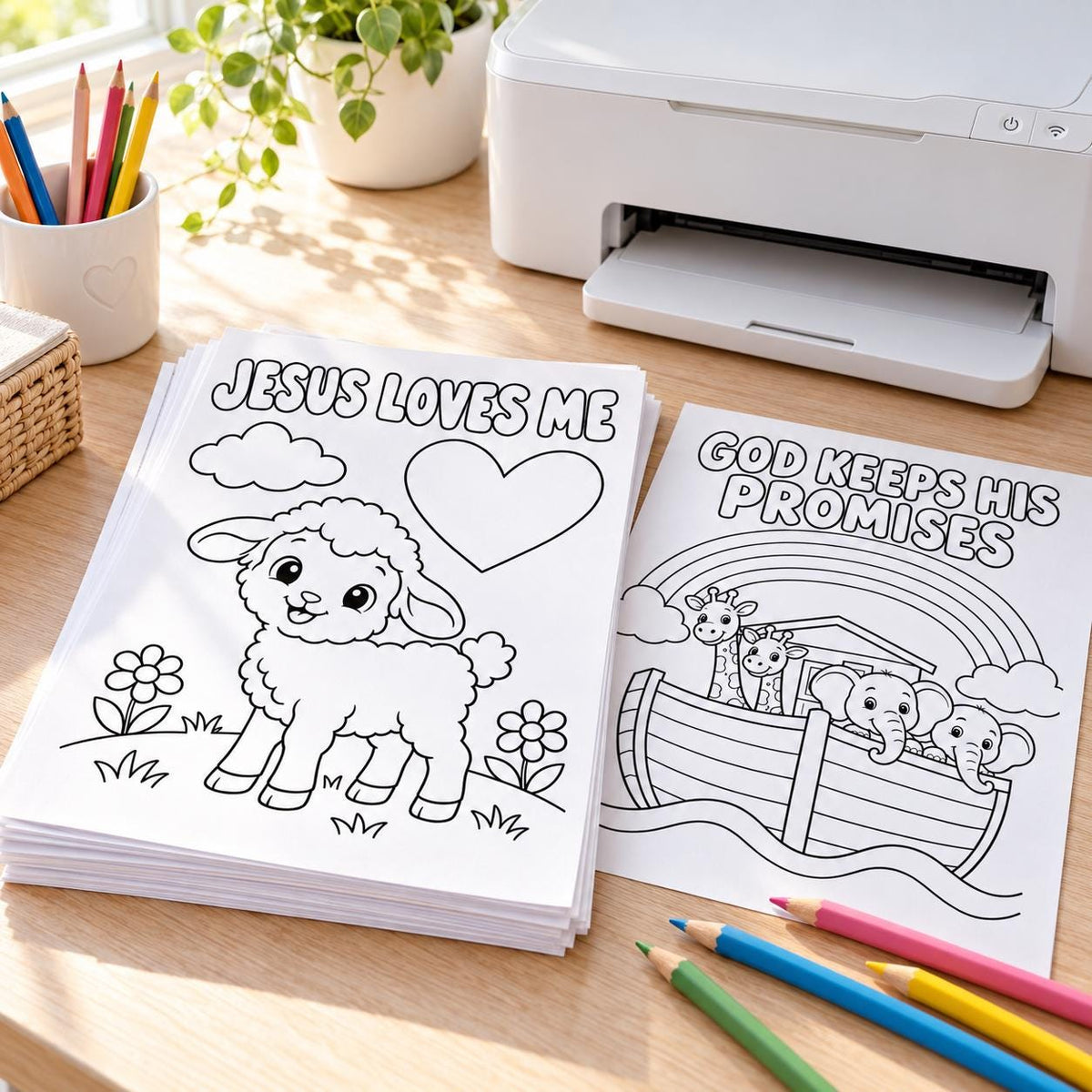 Christian Kids Coloring Pages, 24 Bible Activity Sheets, Sunday School Printable PDF, Instant Download