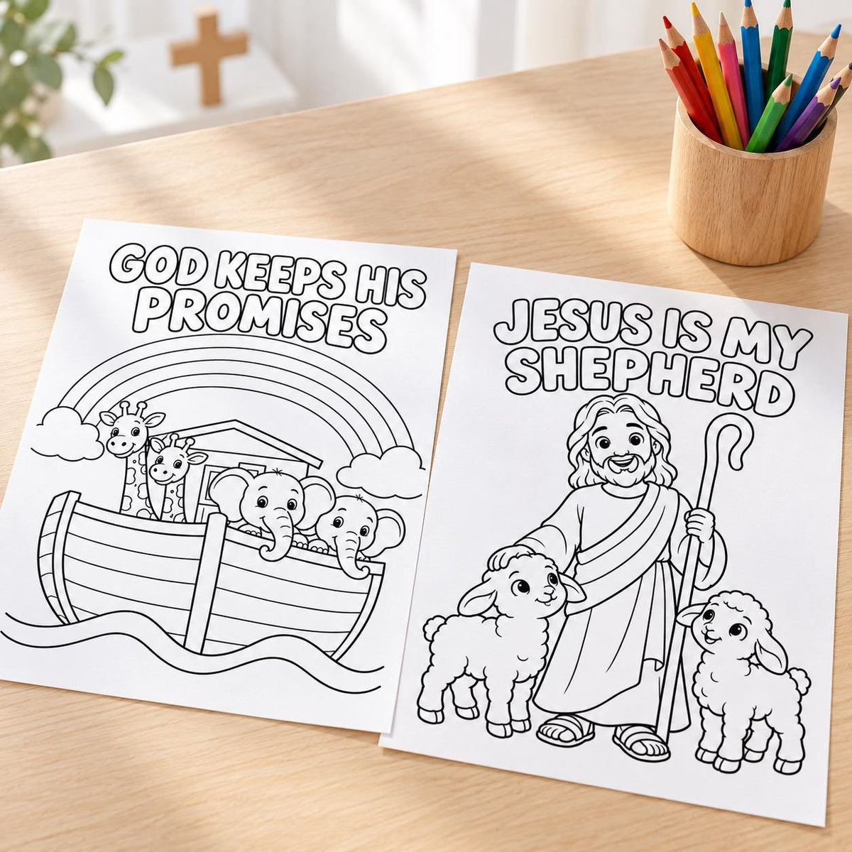 Christian Kids Coloring Pages, 24 Bible Activity Sheets, Sunday School Printable PDF, Instant Download