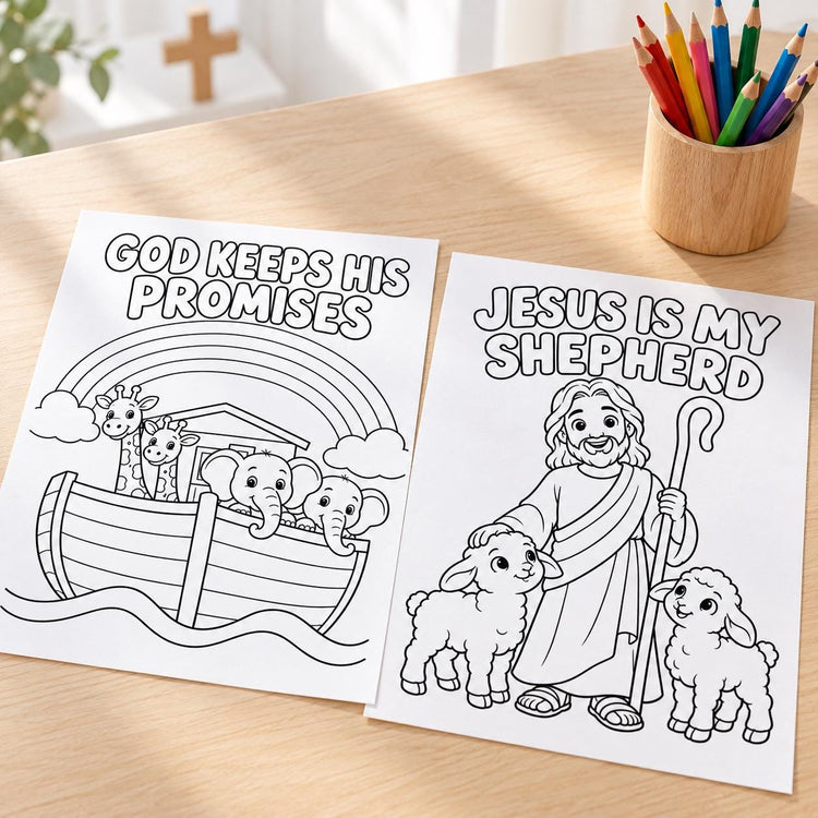 Christian Kids Coloring Pages, 24 Bible Activity Sheets, Sunday School Printable PDF, Instant Download