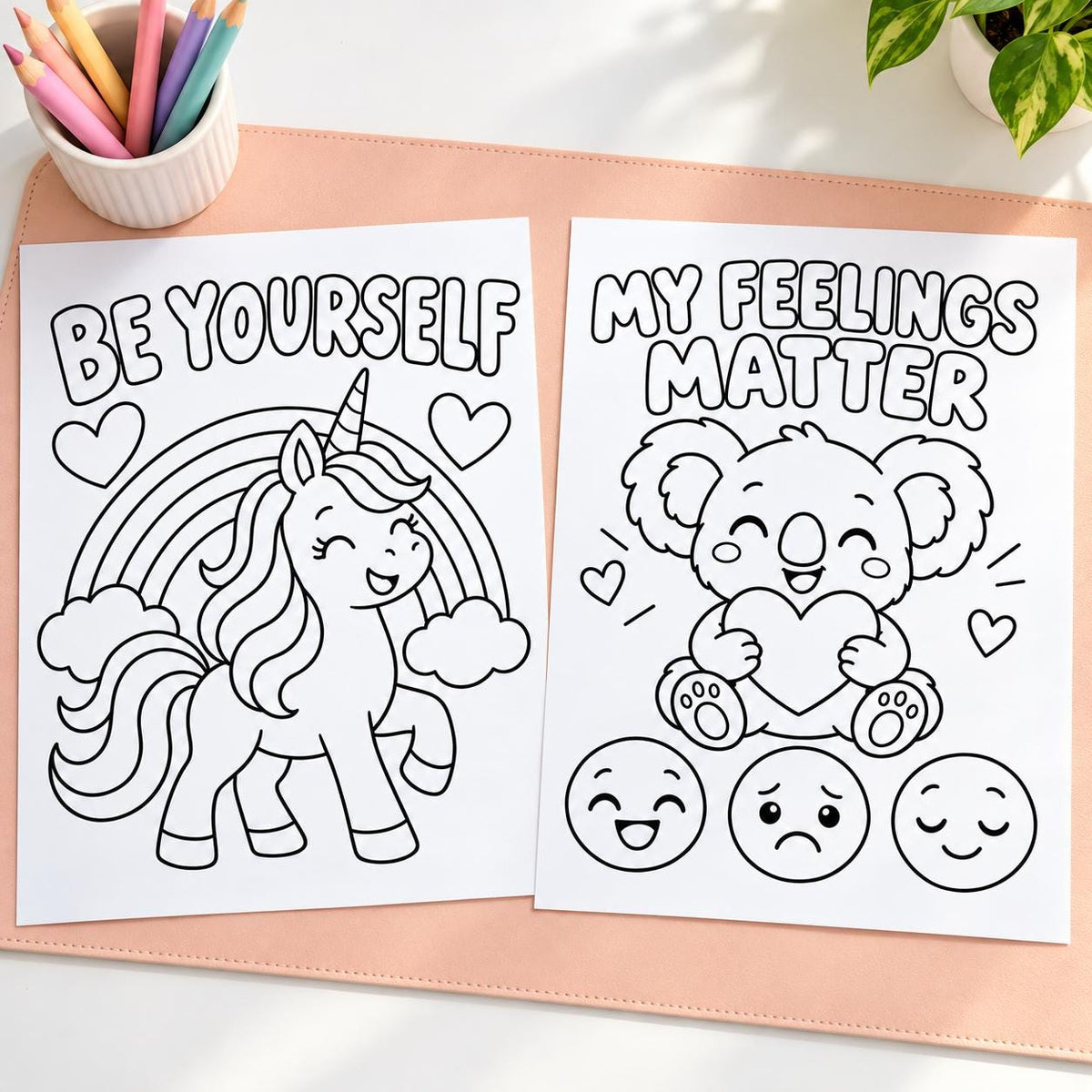 Kids Motivational Coloring Pages, 24 Positive Affirmation Printables, Classroom and Home PDF
